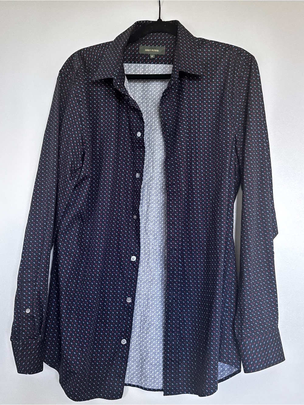 Gino Rossi Men’s Navy Micro-Print Button-Down Shirt Size M